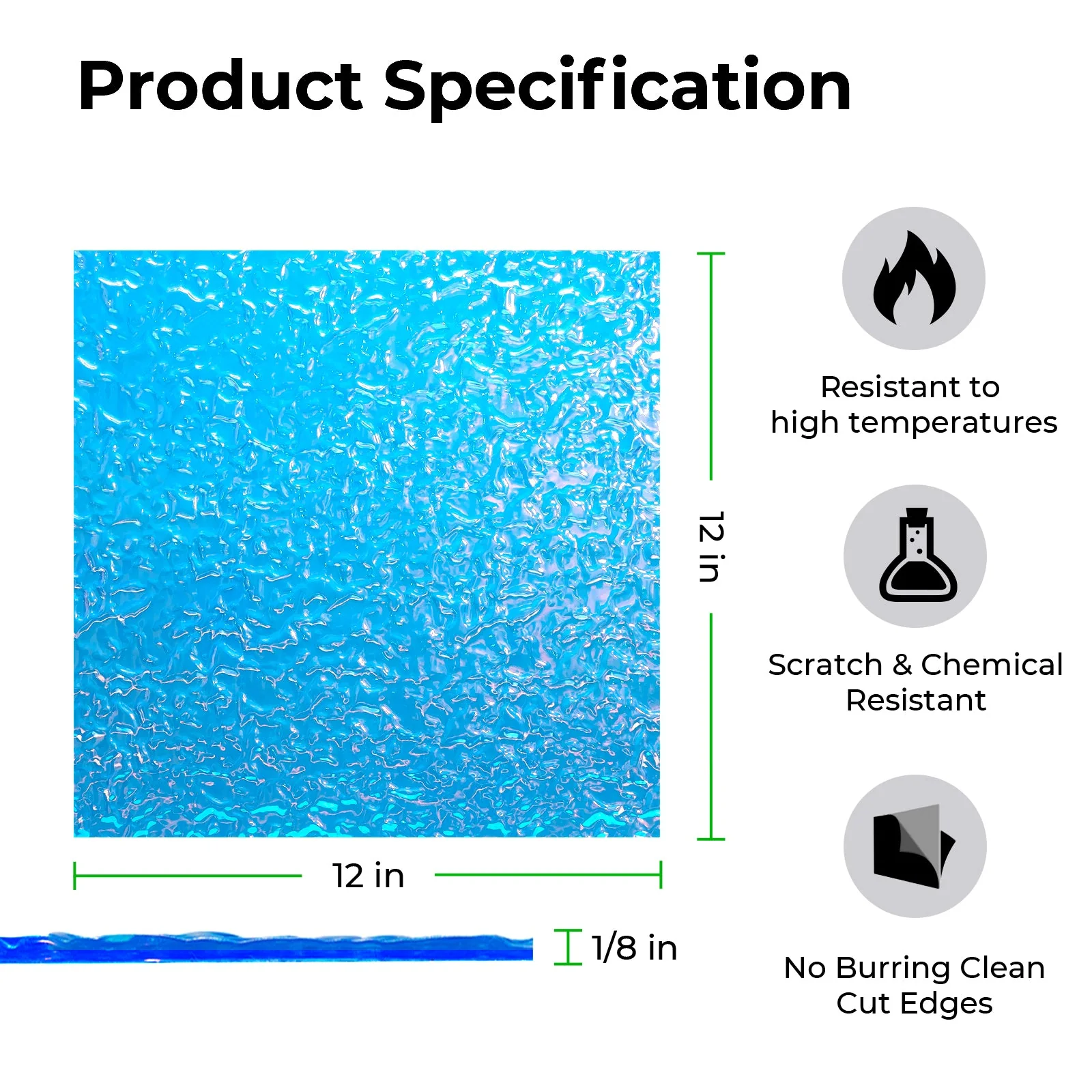 3 mm schillernde transparente blaue Folie Wasser Ripple Acryl Plexiglas (3 Stk.) - Image 3