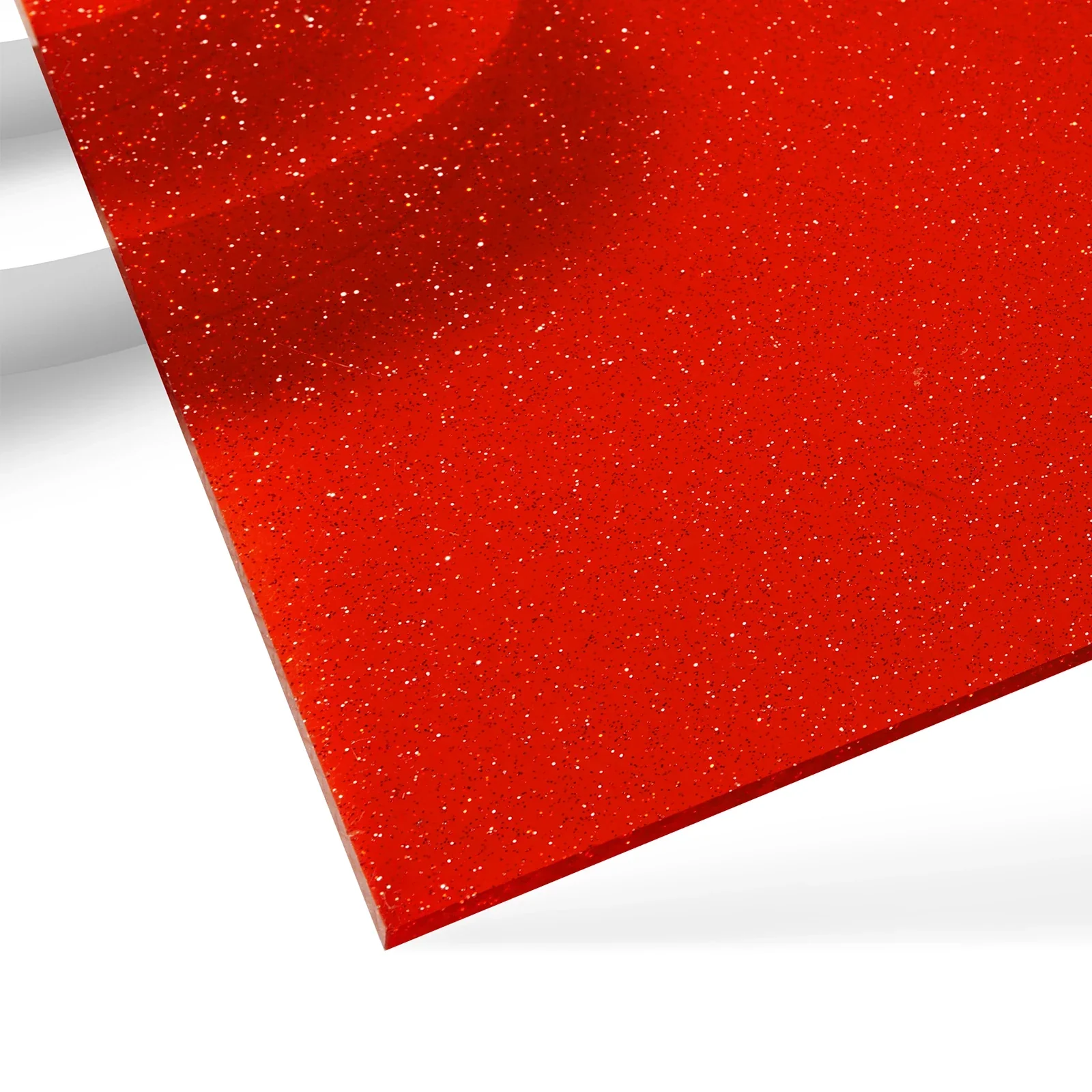 3 mm rote glitzernde, transluzente, glänzende Acrylplatte (3 Stück)