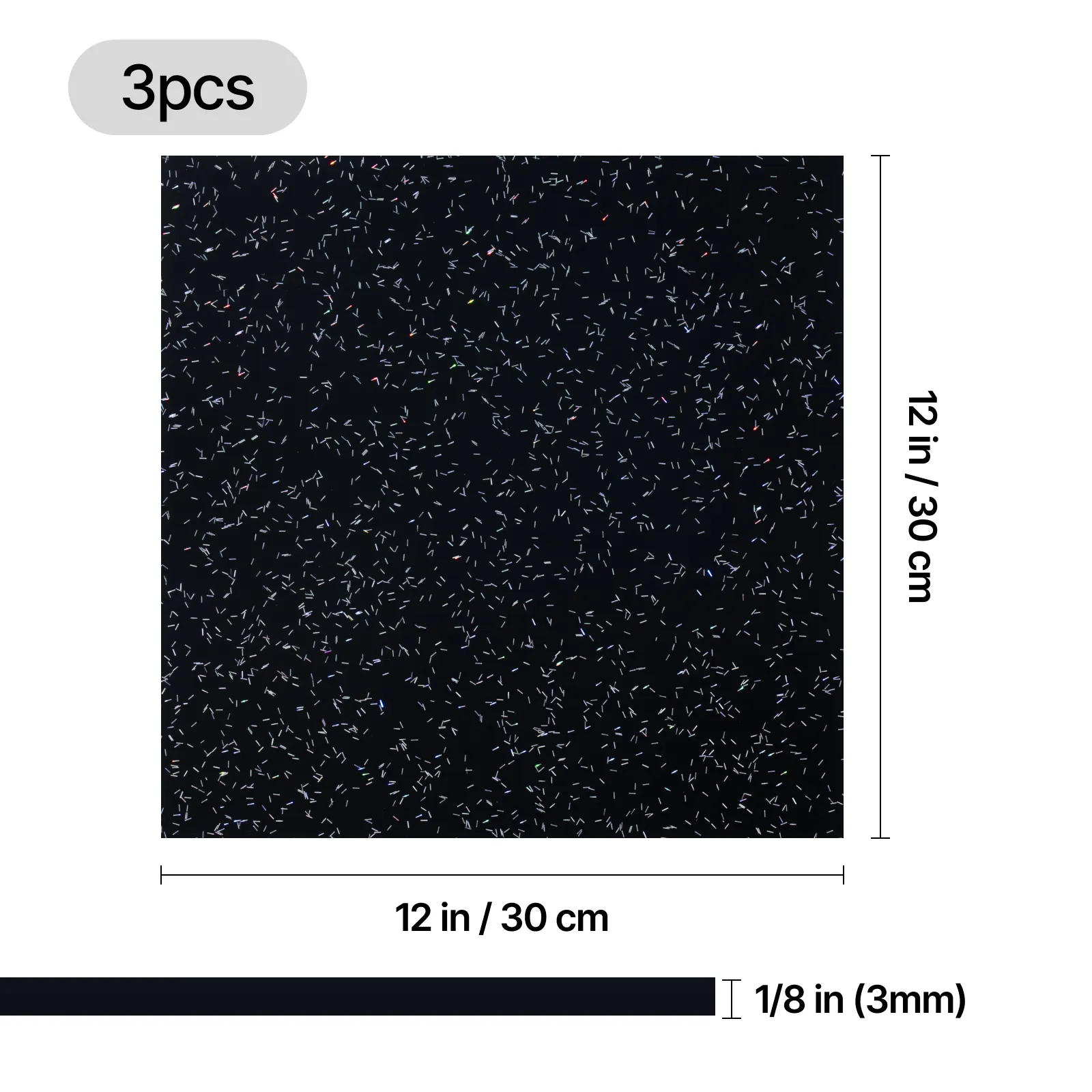 1/8 Zoll schwarze Acrylplatten mit Streuglitzer (3 Stk.) - Image 3