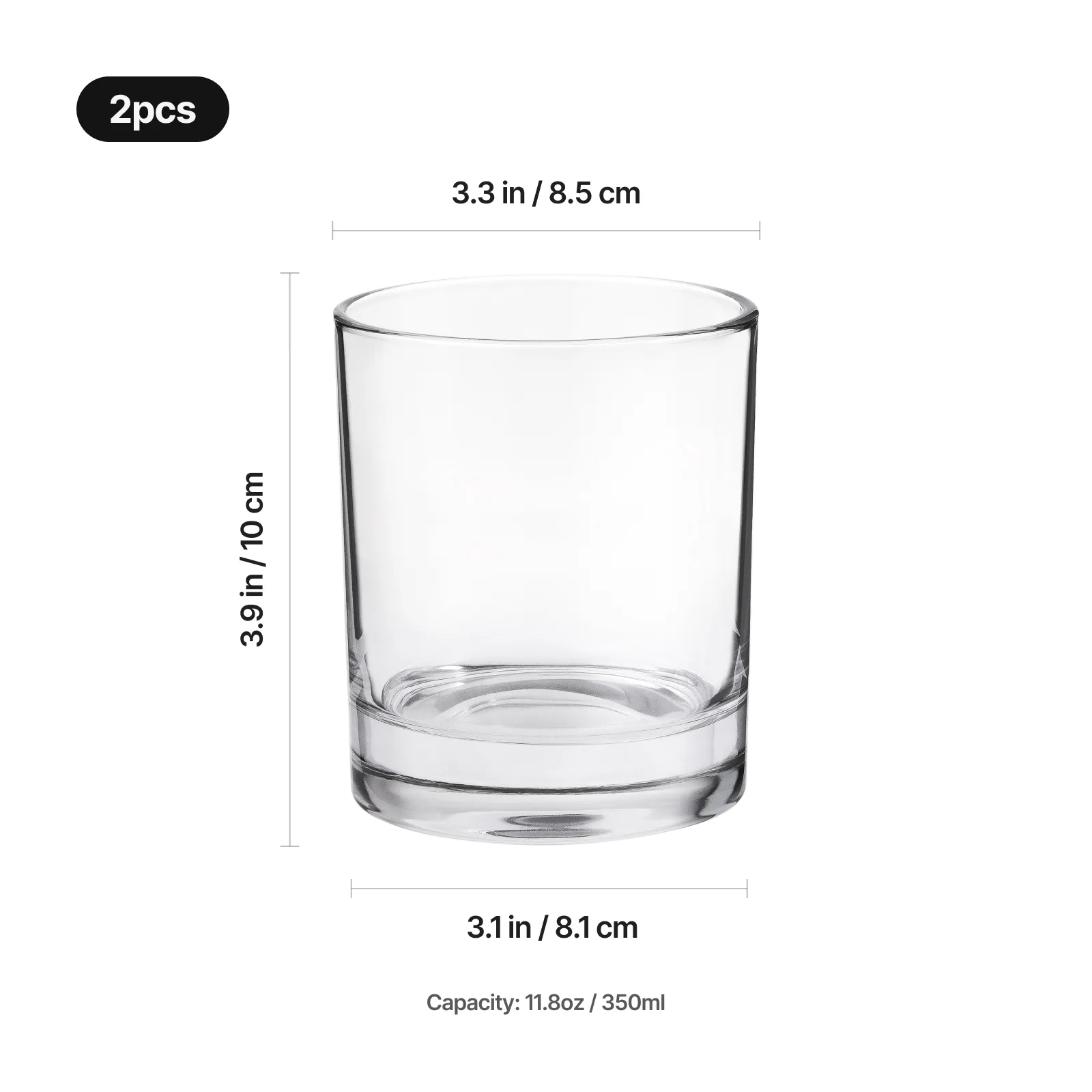 11,9 oz Old-Fashioned-Whiskygläser (2 Stück) - Image 3