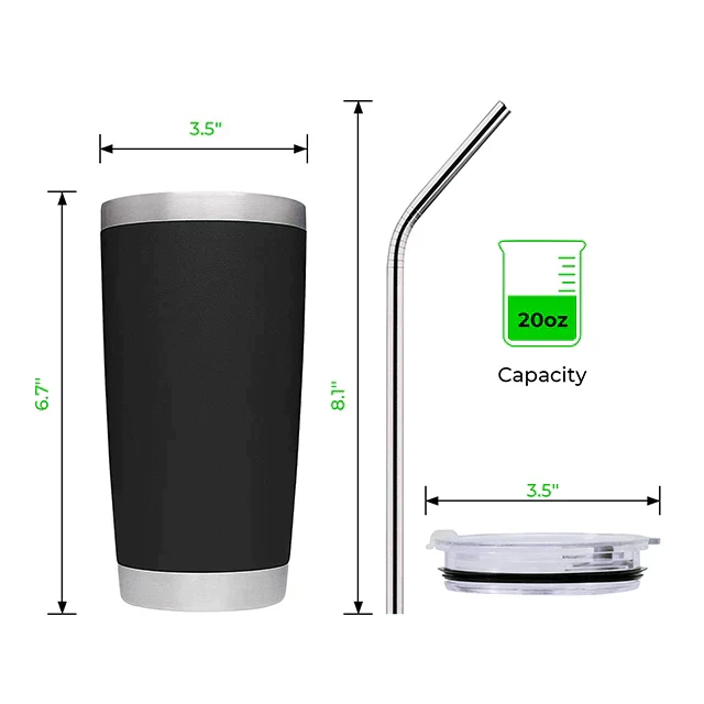 Black Stainless Steel Tumbler kit (20oz) - Image 3