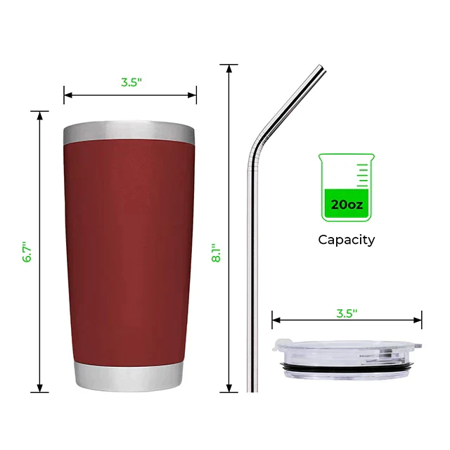 Brick Red Stainless Steel Tumbler kit (20oz) - Image 2