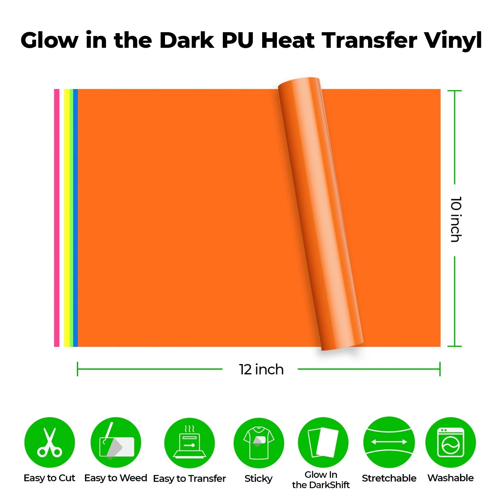Dunkel leuchtendes PU-Heat-Transfer-Vinyl (20 Stk.) - Image 2