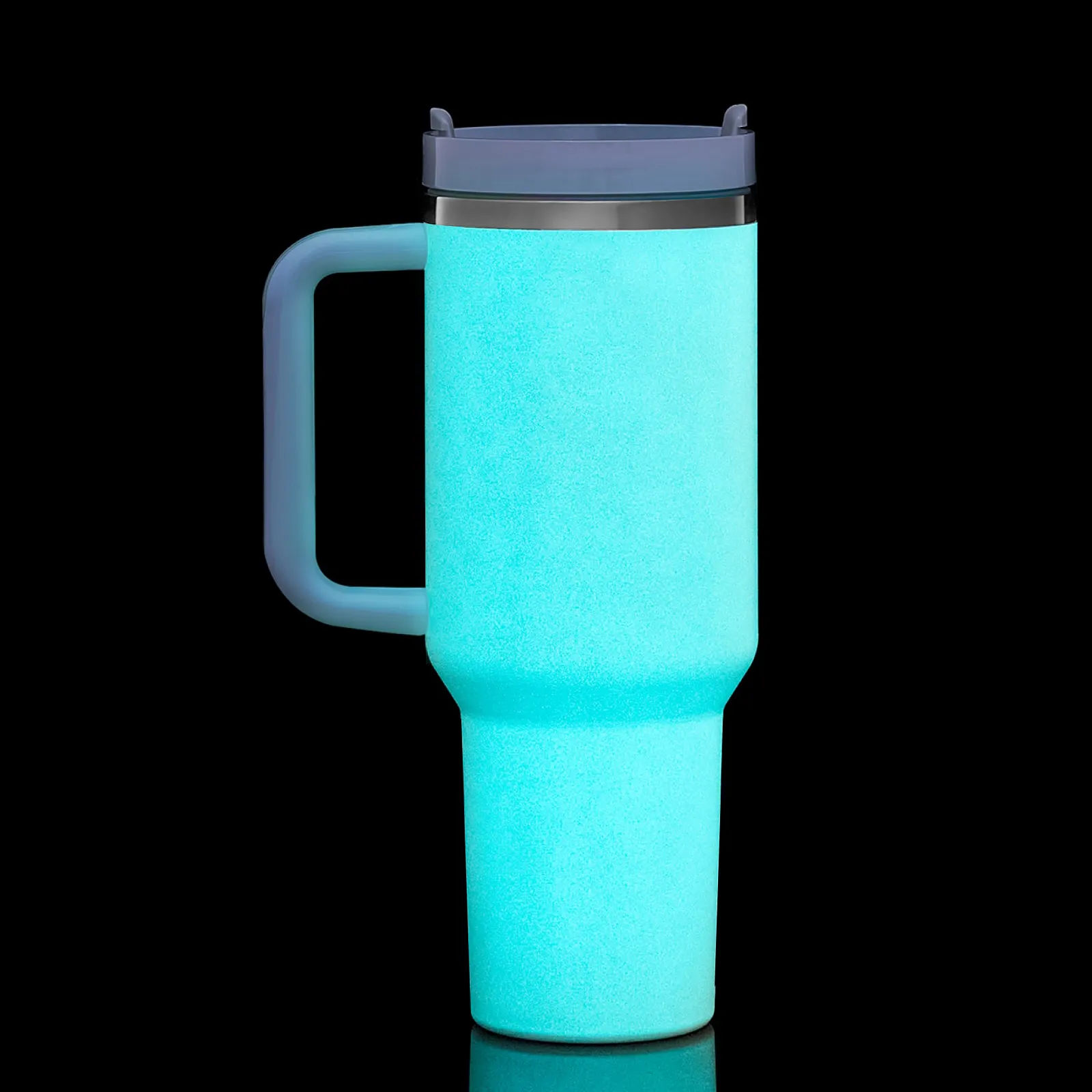 40oz Edelstahl-Tumbler mit Henkel, leuchtet im Dunkeln