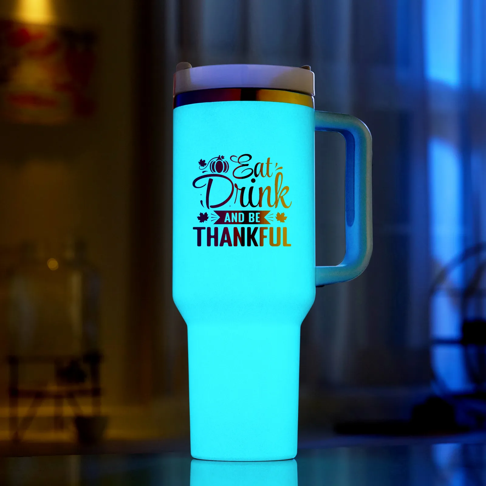 40oz Edelstahl-Tumbler mit Henkel, leuchtet im Dunkeln - Image 20