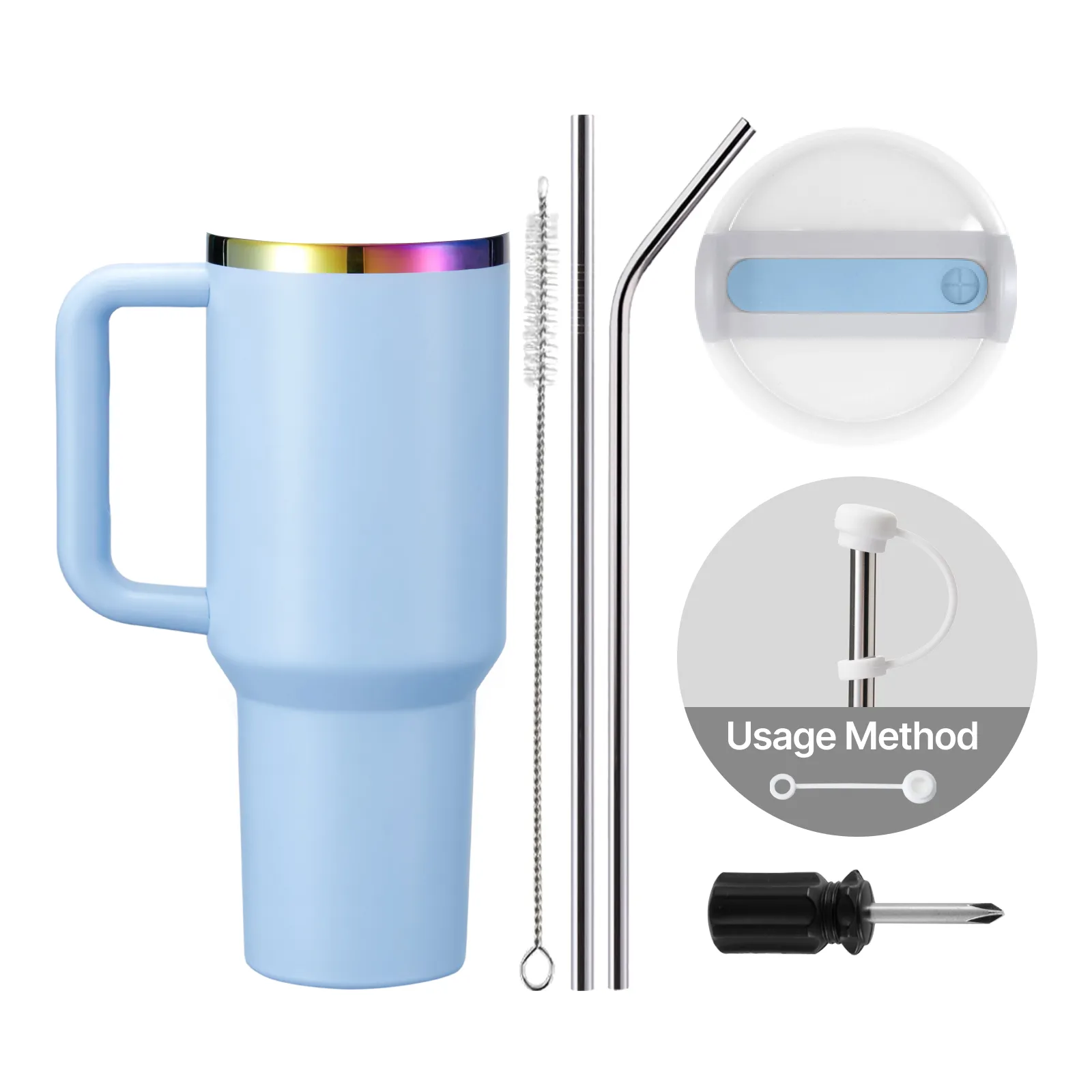 40oz Edelstahl-Tumbler mit Henkel, leuchtet im Dunkeln - Image 23