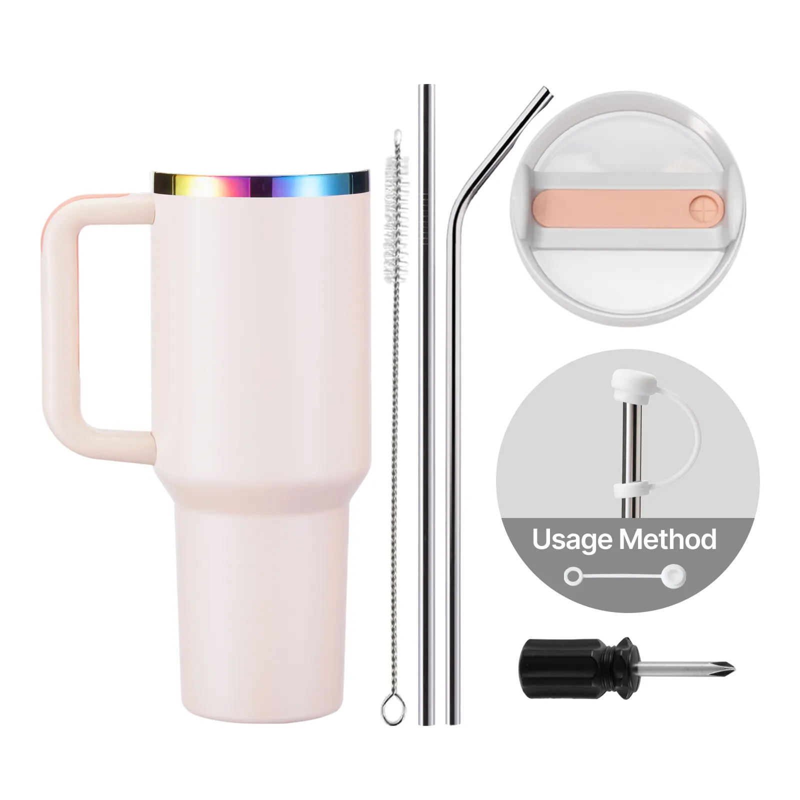 40oz Edelstahl-Tumbler mit Henkel, leuchtet im Dunkeln - Image 38
