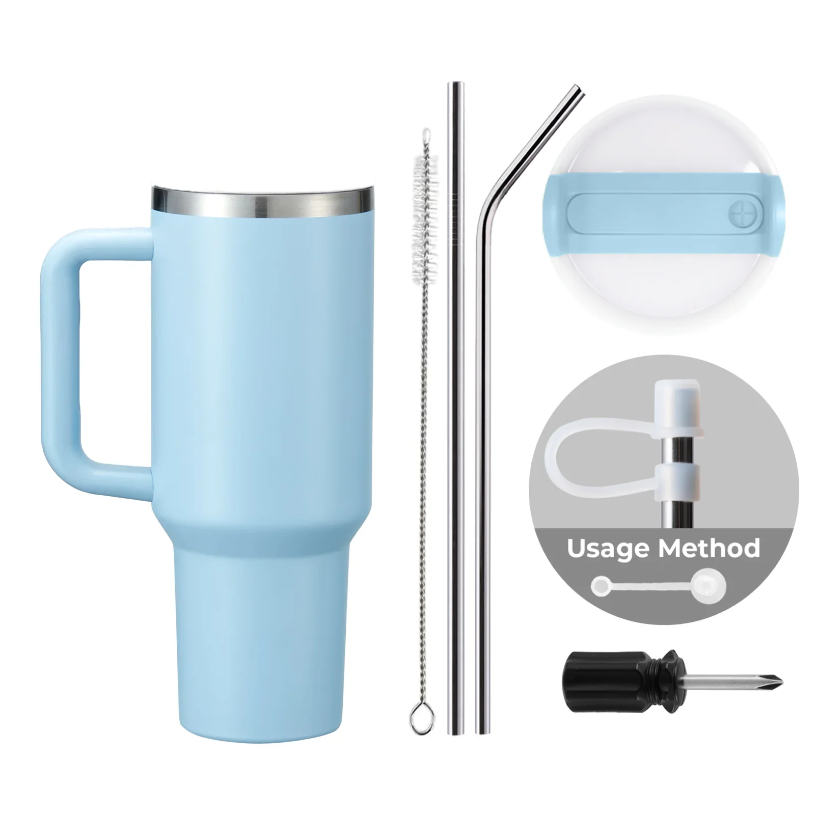 40oz Edelstahl-Tumbler mit Henkel, leuchtet im Dunkeln - Image 5