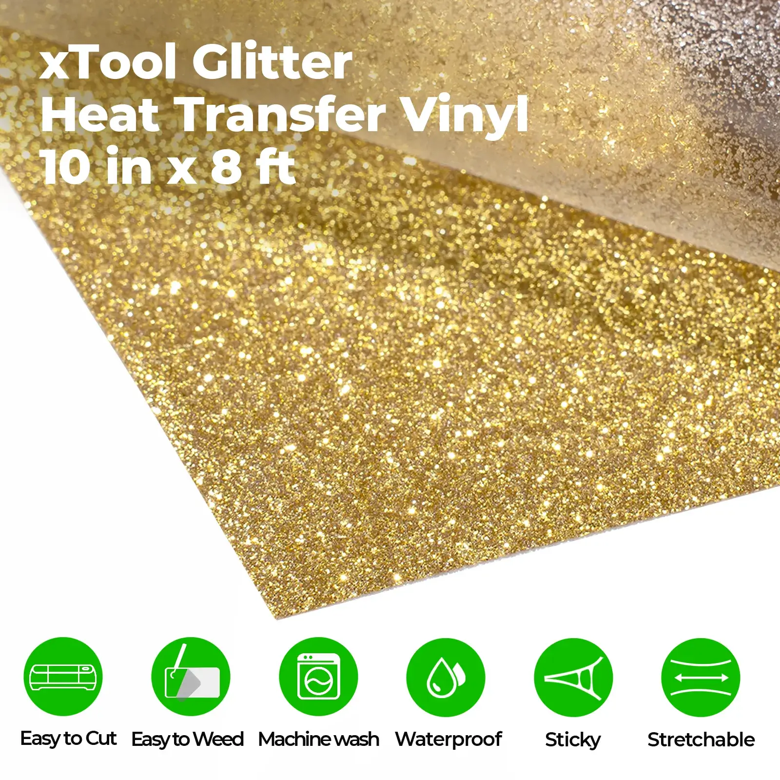 Gold Glitter HTV Wärmeübertragung Vinyl Rolle - Image 3