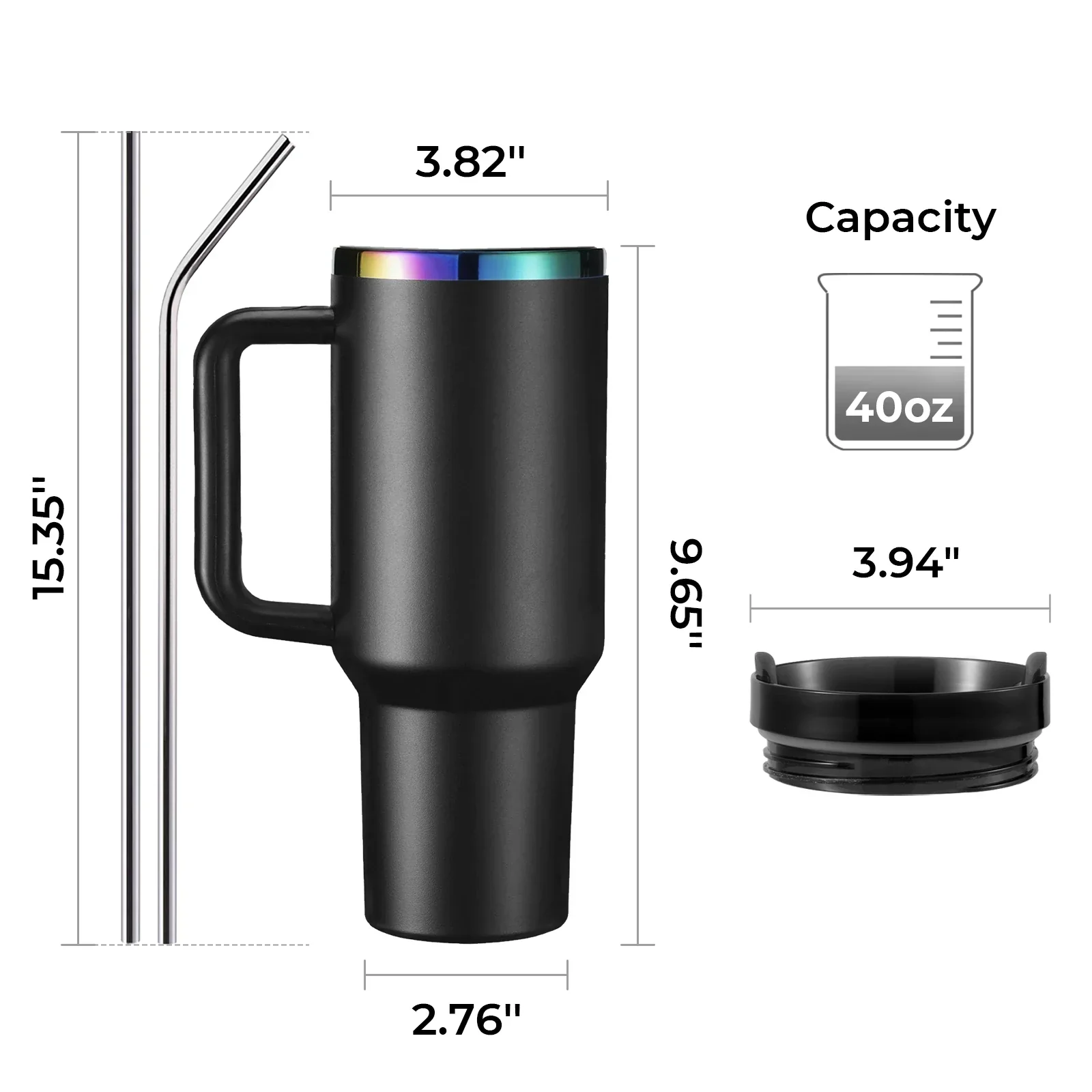 Hellblau-Grau bis Gold Edelstahl-Tumbler mit abnehmbarem Griff (40 oz) - Image 4