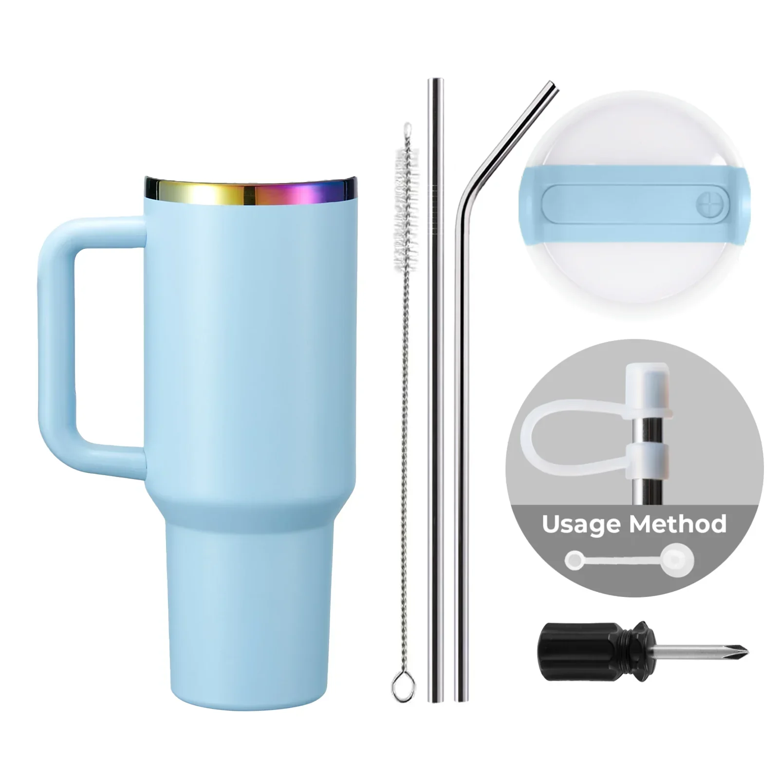 Pastellblau zu Schillernder Edelstahlbecher mit abnehmbarem Griff (1,18 l) - Image 3