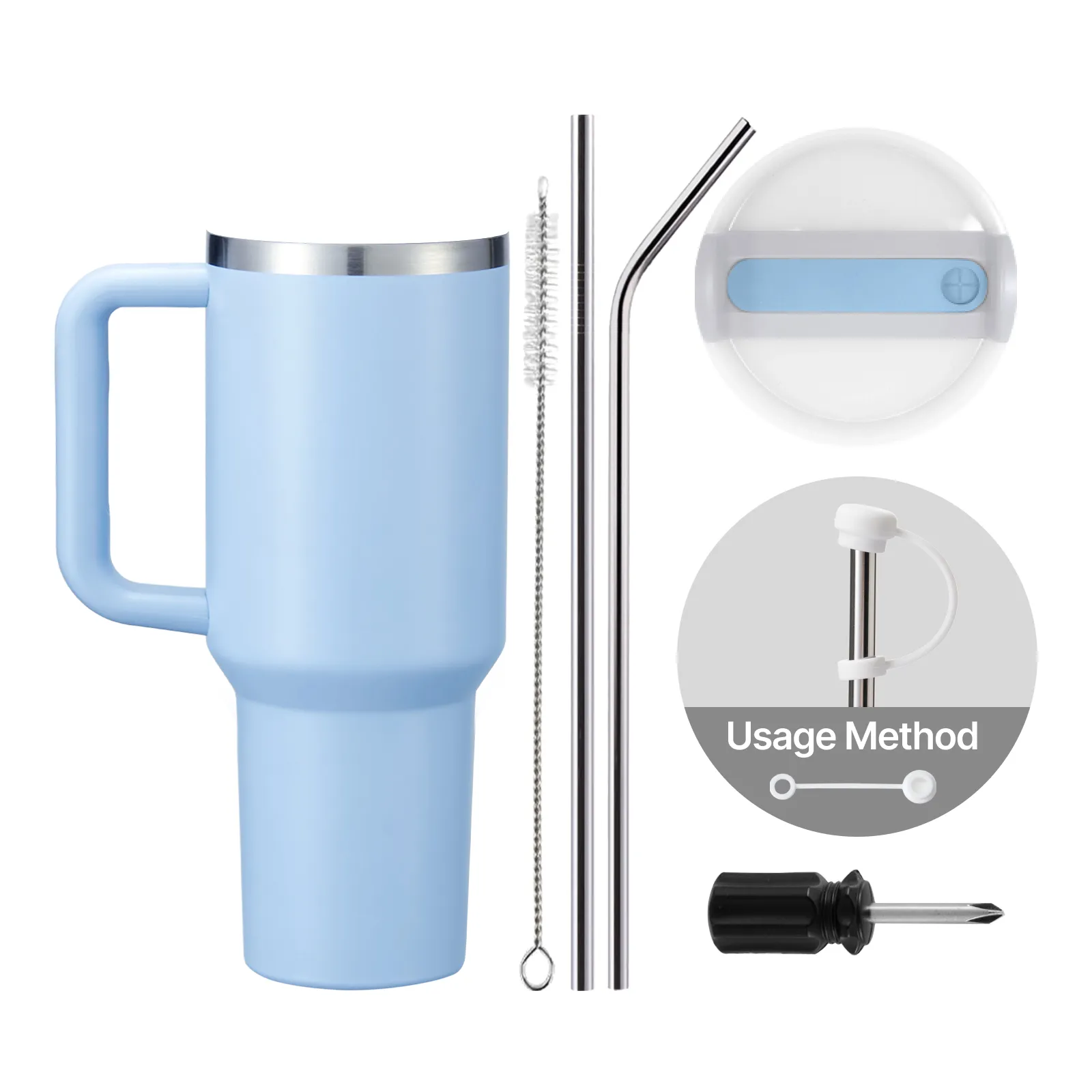 Pastellblau zu Silber Leuchtender Edelstahlbecher mit abnehmbarem Griff (1,18 l) - Image 5