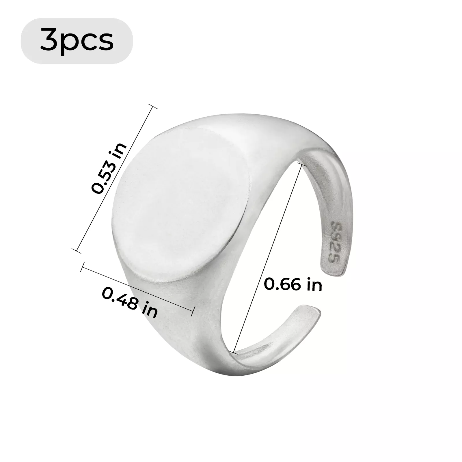 925-Silber-Oval-Siegelringe (3 Stk.) - Image 4