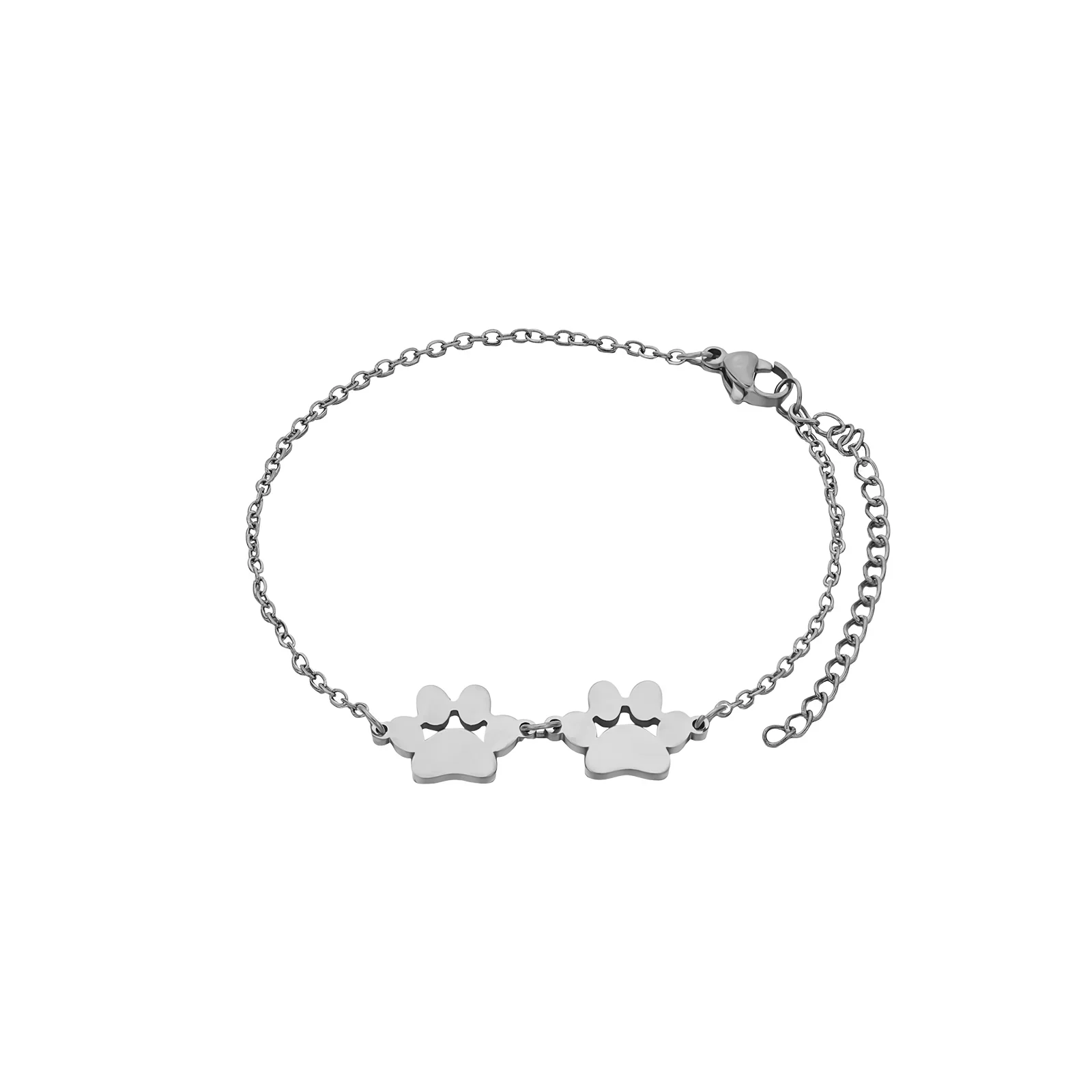 Silber Edelstahl Hundepfoten Armband (3 Stück)