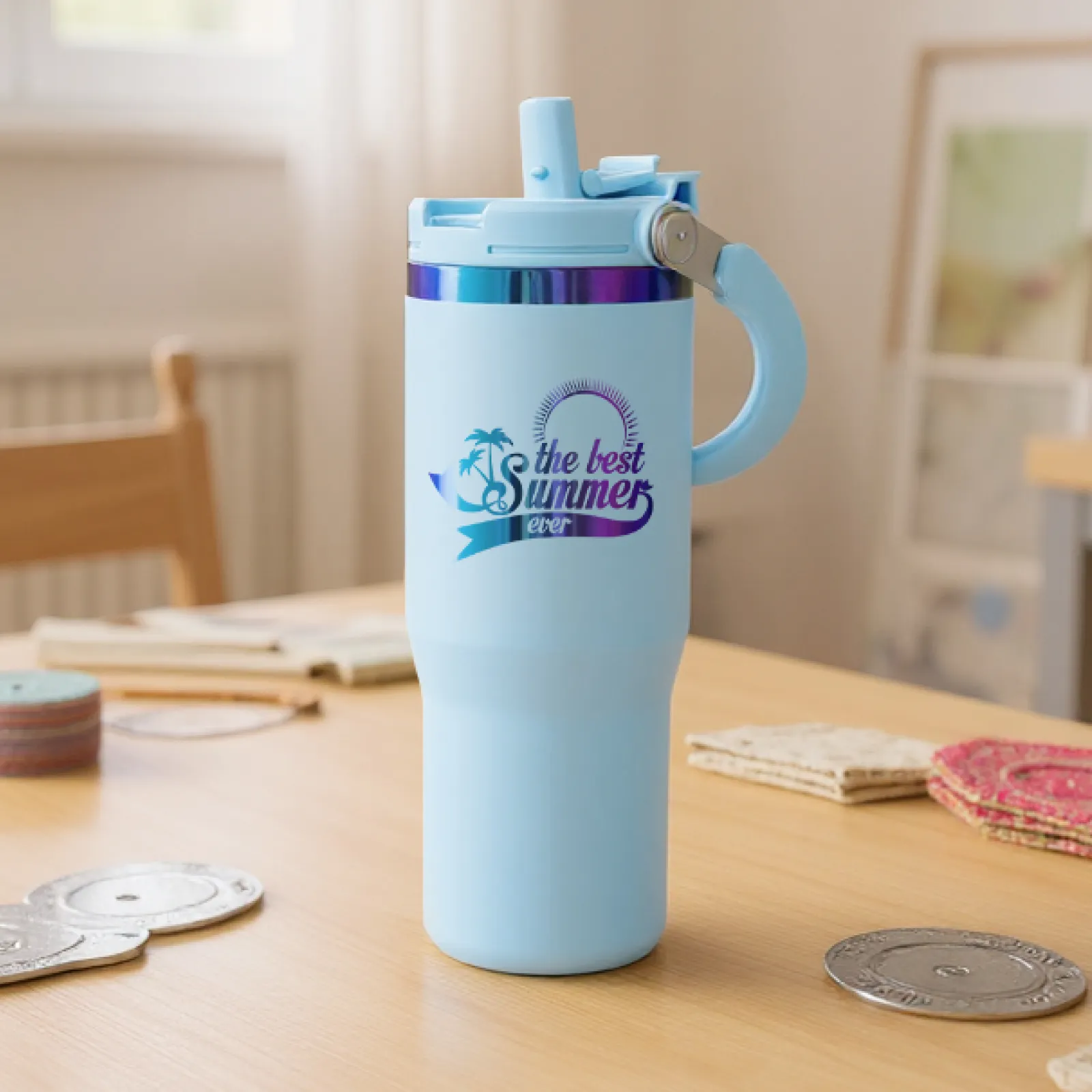 Edelstahl-Tumbler mit Griff und Strohhalm (30 oz) - Image 11