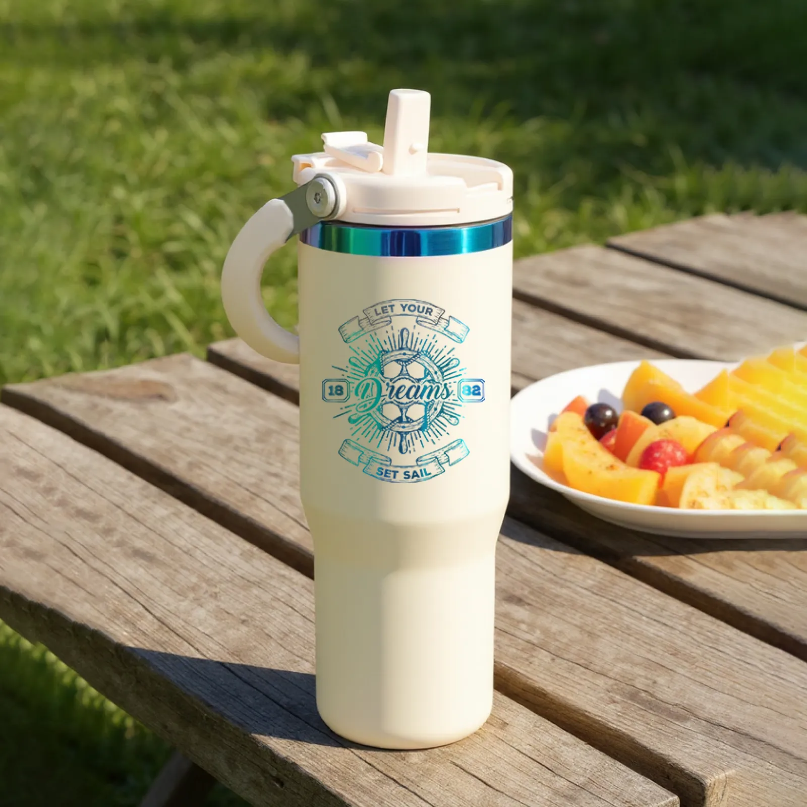 Edelstahl-Tumbler mit Griff und Strohhalm (30 oz) - Image 9
