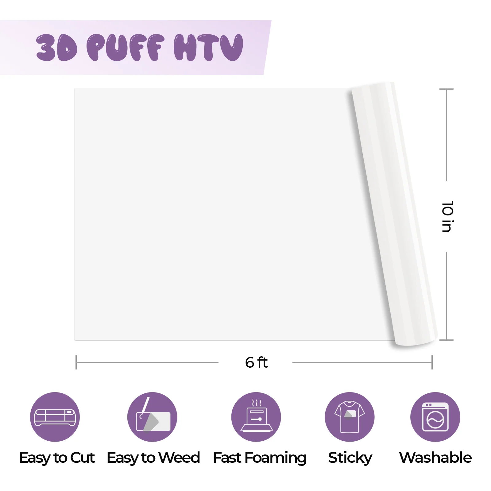 Weiße 3D Puff Vinyl Wärmeübertragung Vinylrolle - Image 3